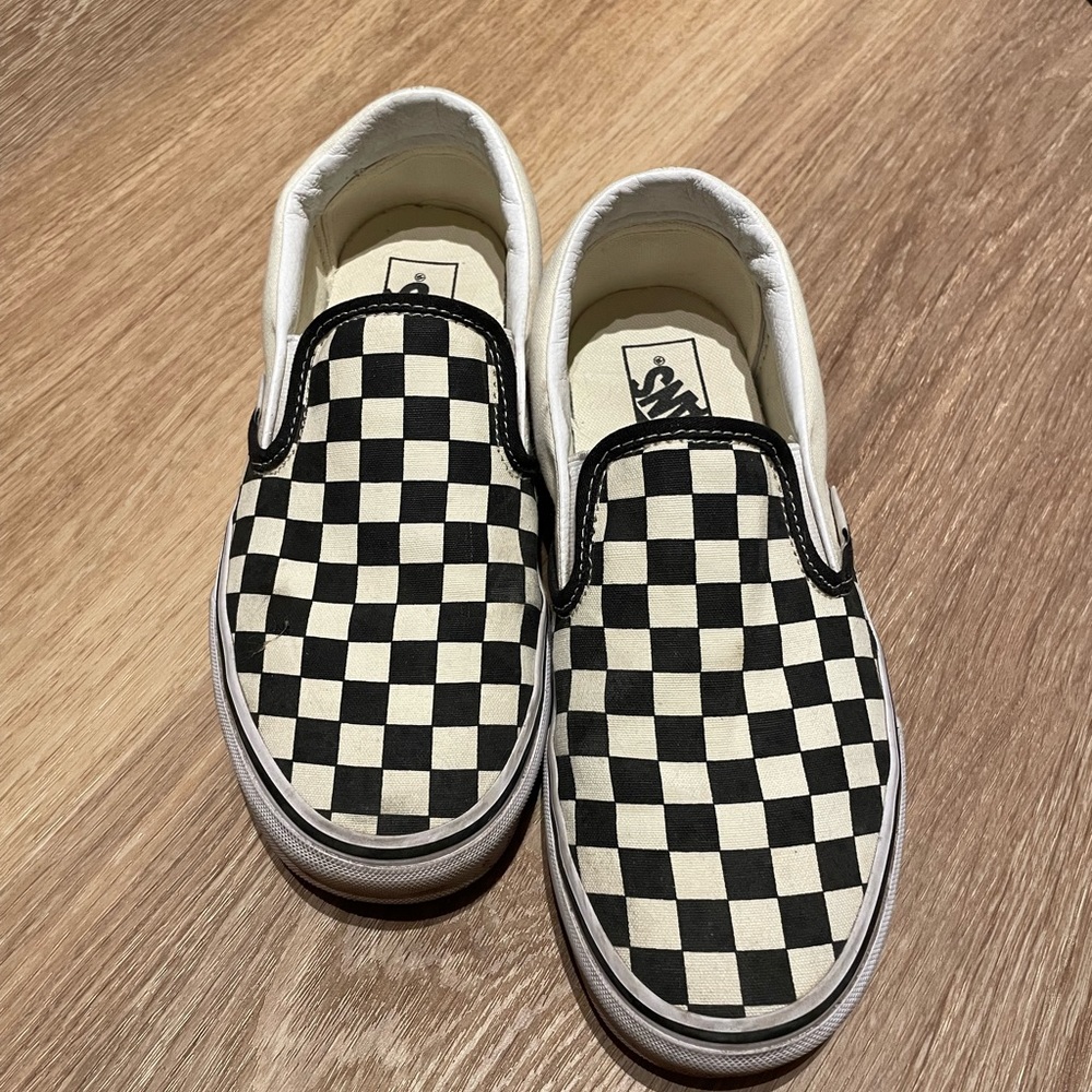 Vans checkered slip ons